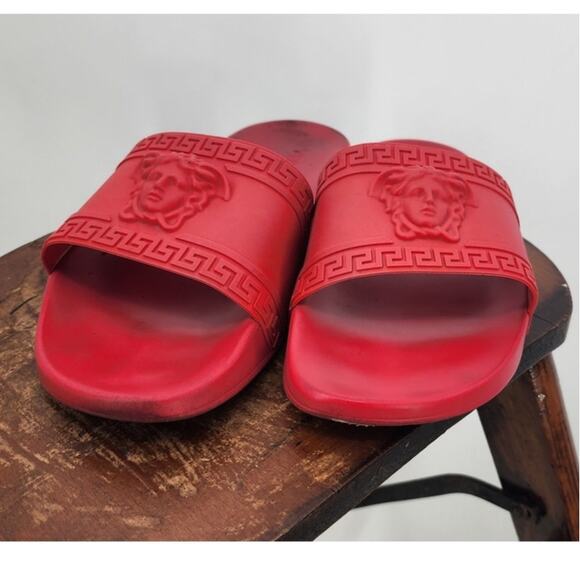 Versace Palazzo Medusa Pool Slides 'Cardinal Red Women's 9.5 Men's 8 - Picture 2 of 13